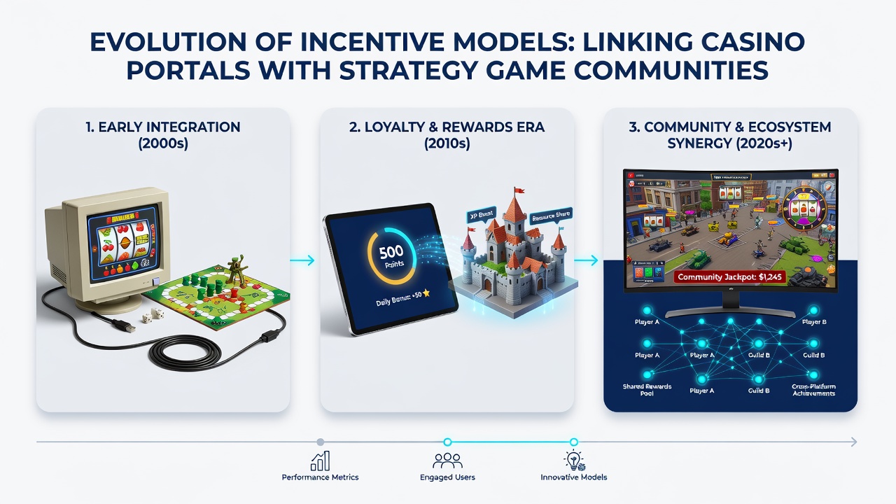 Evolution timeline showing incentive model shifts between casinos and strategy communities