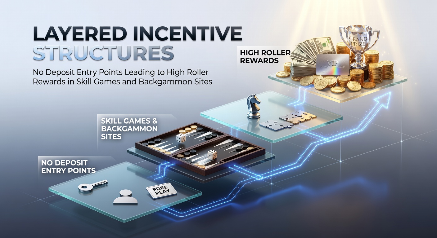 Illustration of a multi-tiered reward ladder in online skill games, showing progression from free entry to high-roller bonuses