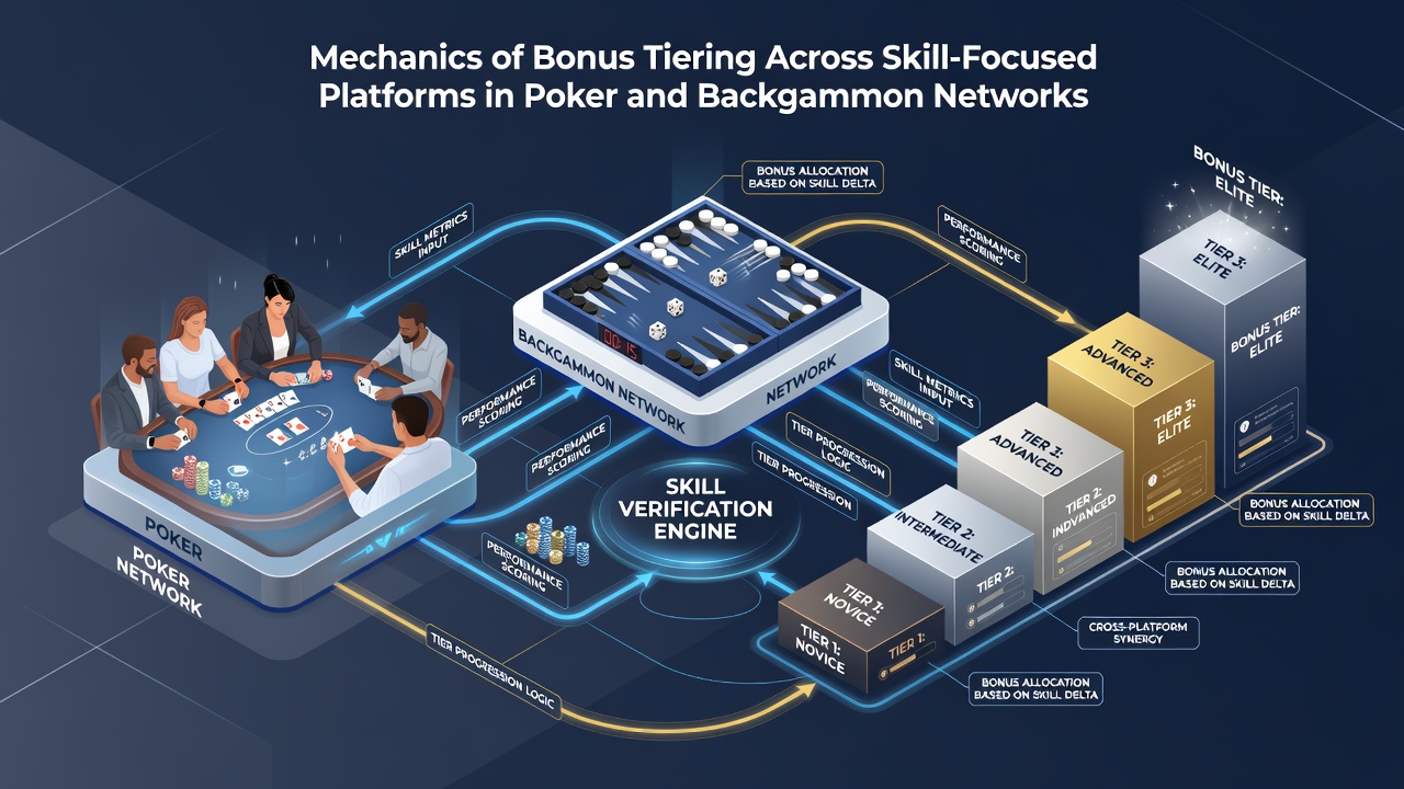 Detailed view of how points convert into tier upgrades on skill gaming platforms with examples from poker and backgammon