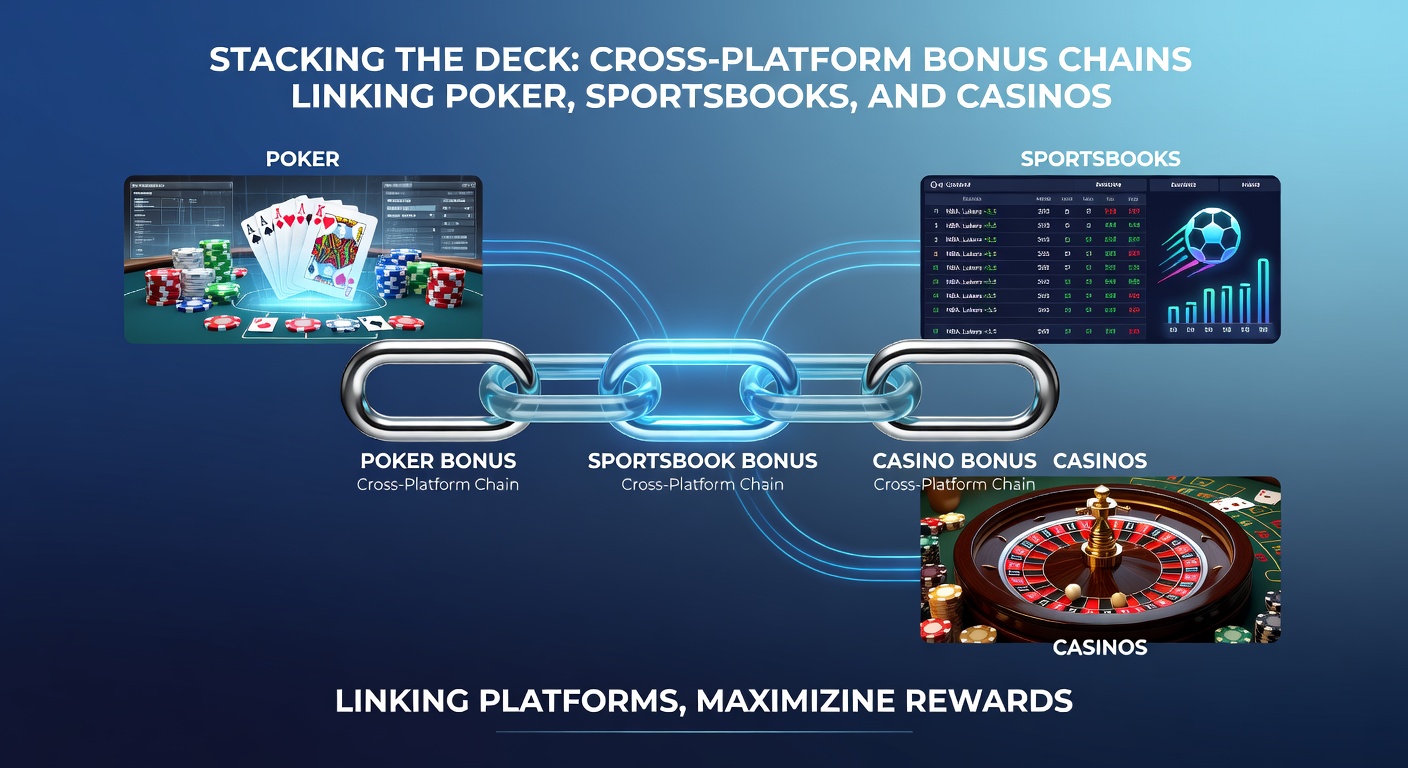 Screenshot of a sportsbook app displaying chained bonuses from poker wins applied to live NFL betting odds, with casino rollover progress bar visible