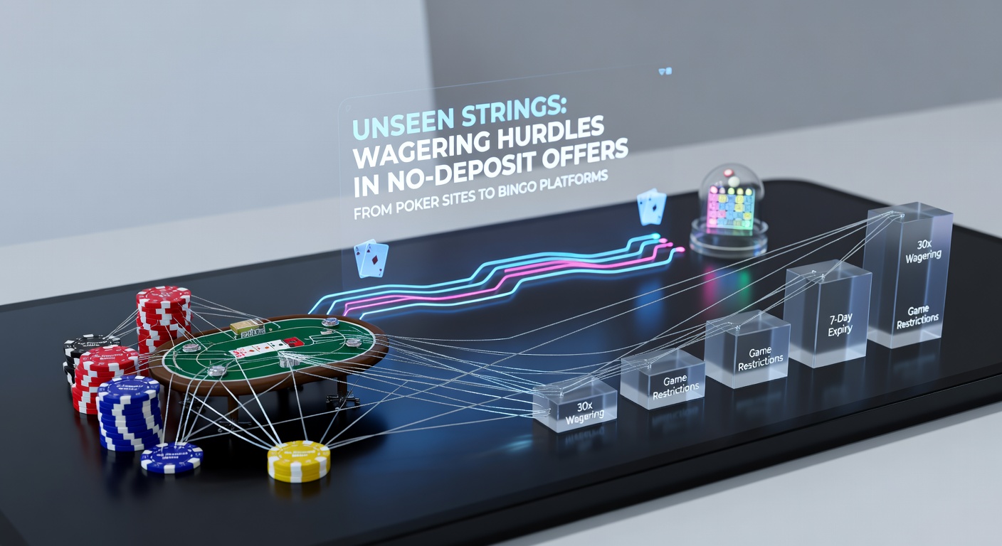 Visual representation of tangled strings symbolizing hidden wagering requirements attached to no-deposit bonus offers across poker and bingo sites